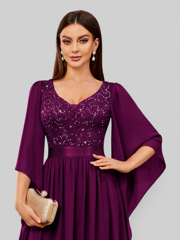 Vestido de Festa Longo com Capa Elegante