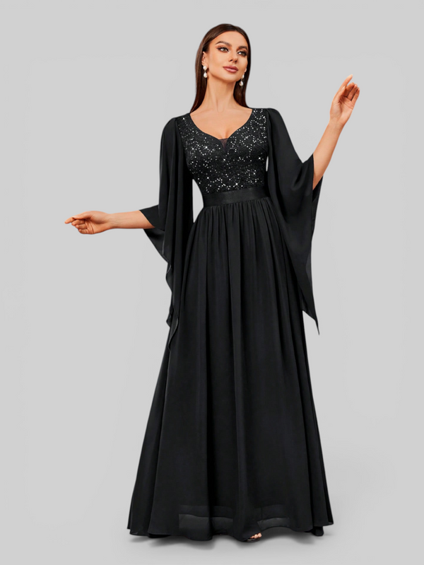 Vestido de Festa Longo com Capa Elegante
