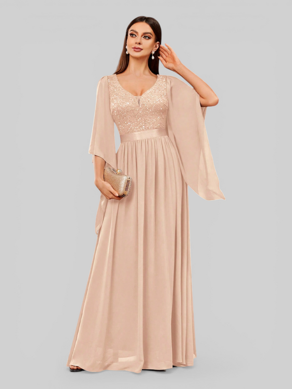 Vestido de Festa Longo com Capa Elegante