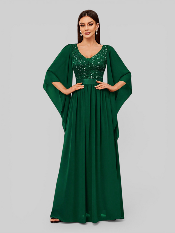 Vestido de Festa Longo com Capa Elegante