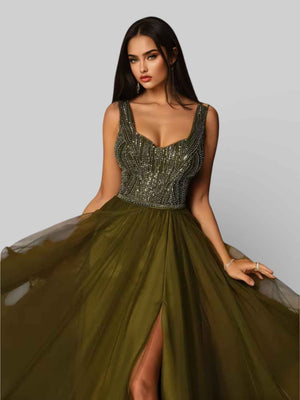 Vestido de Festa Super Luxo com Apliques Dubai New