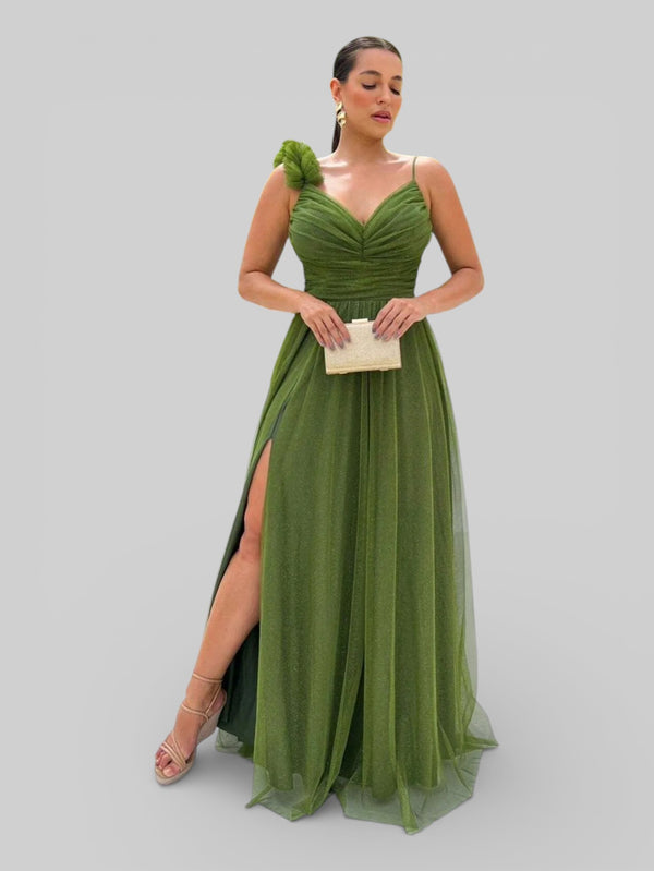 Vestido de Festa Tule com Brilho Glaucia - Aurea Dress