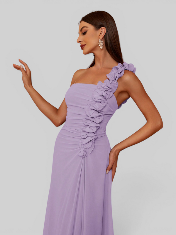 Vestido de Festa Alça Única Flores