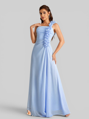 Vestido de Festa Alça Única Flores
