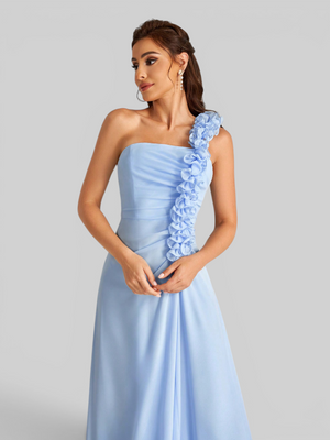 Vestido de Festa Alça Única Flores