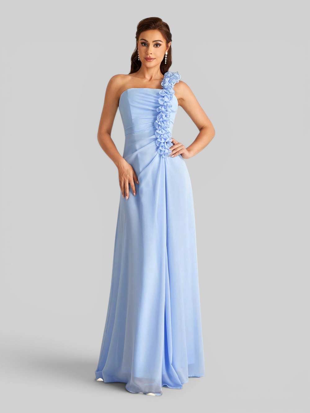 Vestido de Festa Alça Única Flores - Aurea Dress