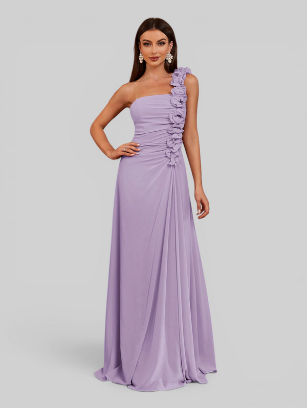 Vestido de Festa Alça Única Flores