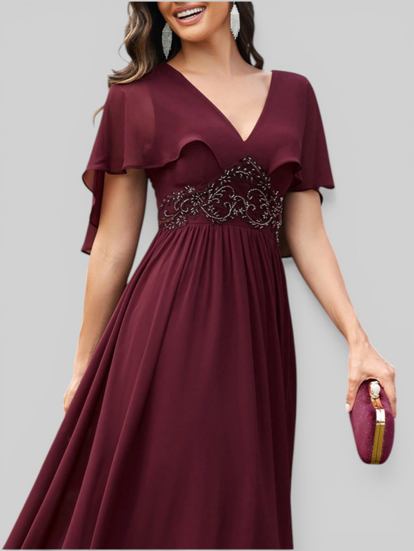 Vestido de Festa Longo Bordado Fluidez