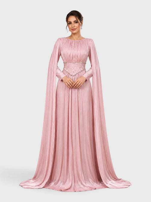 Vestido de Festa Manga Longa com Apliques Monalisa