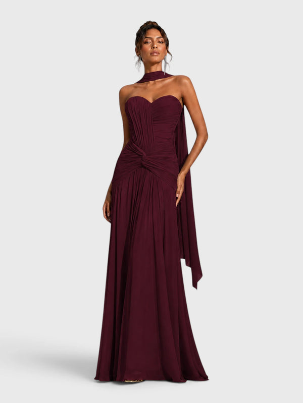 Vestido de Festa Longo Tomara que Caia Torcido Echarpe Legacy