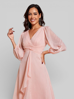 Vestido de Festa Curto Manga Longa Mônaco