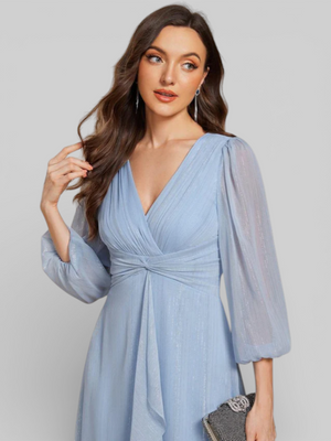 Vestido de Festa Curto Manga Longa Mônaco