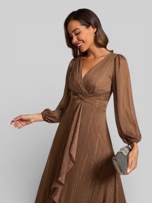 Vestido de Festa Curto Manga Longa Mônaco