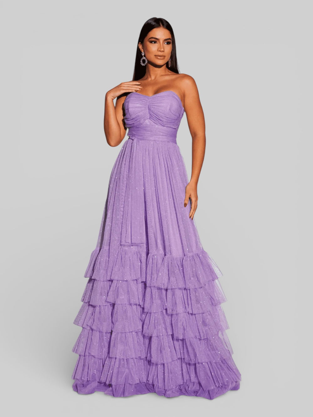 Vestido de Festa Tomara que Caia com Brilho Luma