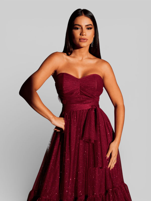Vestido de Festa Tomara que Caia com Brilho Luma - Aurea Dress