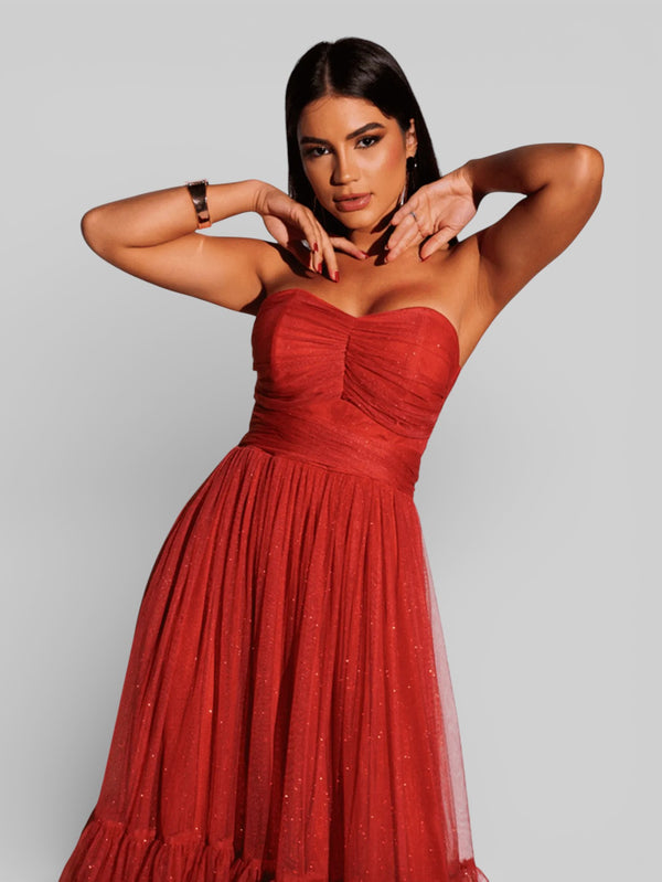 Vestido de Festa Tomara que Caia com Brilho Luma - Aurea Dress