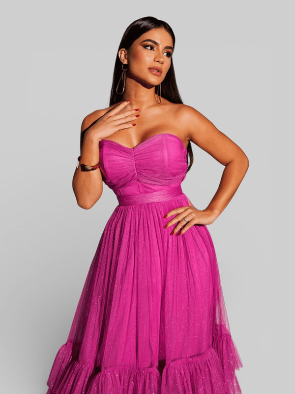 Vestido de Festa Tomara que Caia com Brilho Luma - Aurea Dress