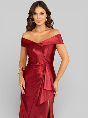Vestido Longo de Festa Acetinado Ombro a Ombro Famme - Aurea Dress