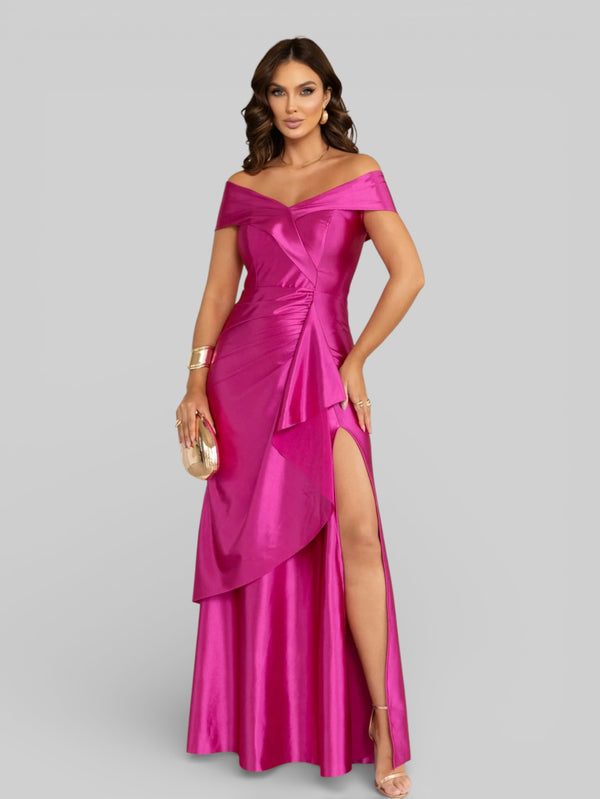 Vestido Longo de Festa Acetinado Ombro a Ombro Famme - Aurea Dress