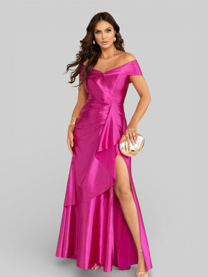 Vestido Longo de Festa Acetinado Ombro a Ombro Famme - Aurea Dress