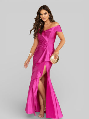 Vestido Longo de Festa Acetinado Ombro a Ombro Famme - Aurea Dress