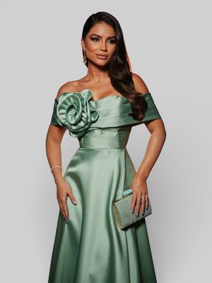 Vestido de Festa com Fenda Zibeline Flowers - Aurea Dress