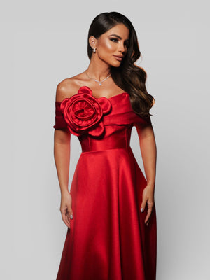 Vestido de Festa com Fenda Zibeline Flowers - Aurea Dress
