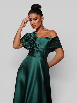 Vestido de Festa com Fenda Zibeline Flowers - Aurea Dress