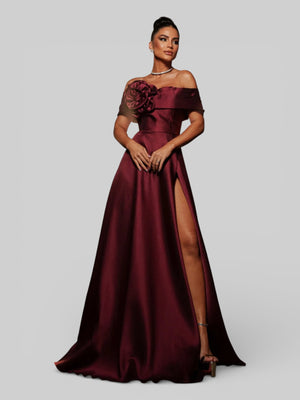 Vestido de Festa com Fenda Zibeline Flowers - Aurea Dress
