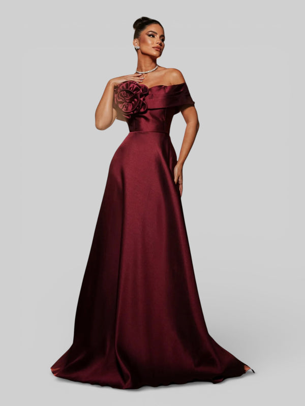Vestido de Festa com Fenda Zibeline Flowers - Aurea Dress