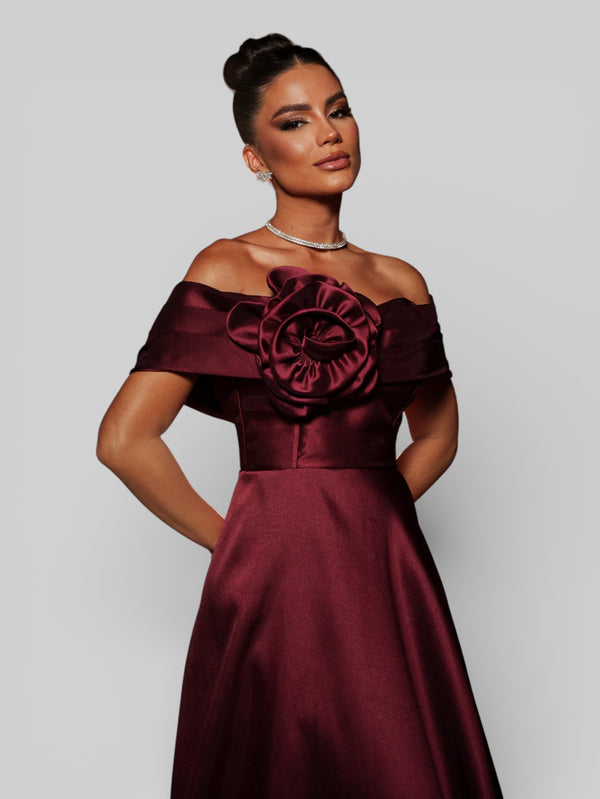 Vestido de Festa com Fenda Zibeline Flowers - Aurea Dress