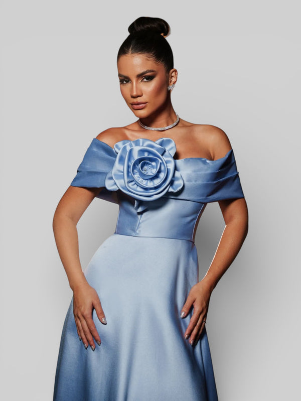 Vestido de Festa com Fenda Zibeline Flowers - Aurea Dress