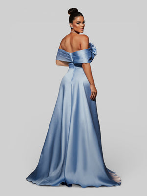 Vestido de Festa com Fenda Zibeline Flowers - Aurea Dress