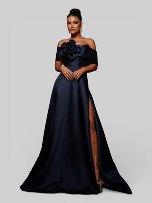Vestido de Festa com Fenda Zibeline Flowers - Aurea Dress
