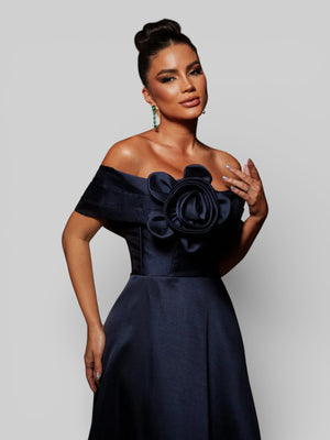 Vestido de Festa com Fenda Zibeline Flowers - Aurea Dress