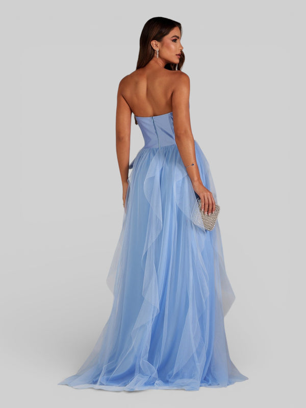 Vestido de Festa sem Alças Cascata com Laço - Aurea Dress