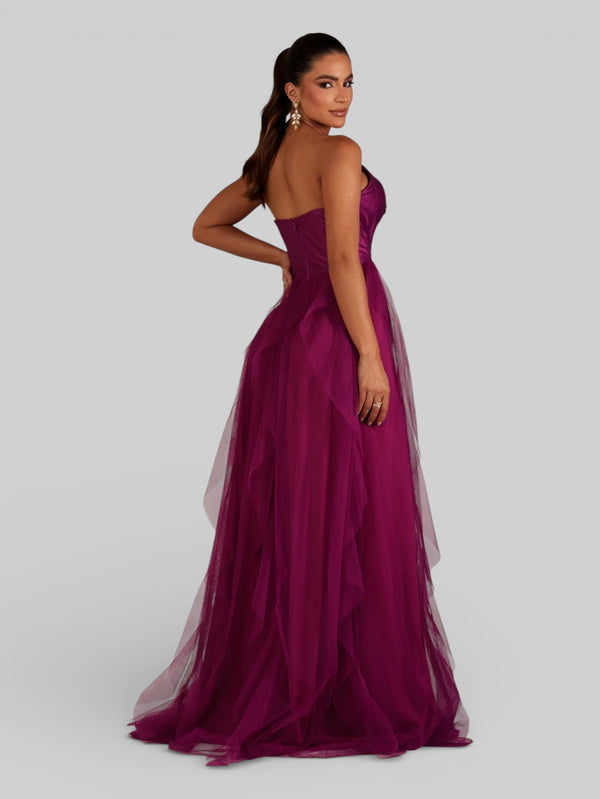 Vestido de Festa sem Alças Cascata com Laço - Aurea Dress