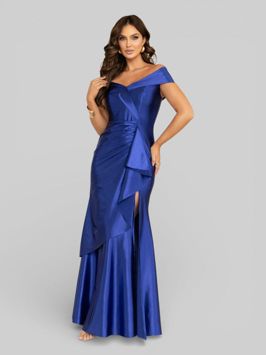 Vestido Longo de Festa Acetinado Ombro a Ombro Famme - Aurea Dress