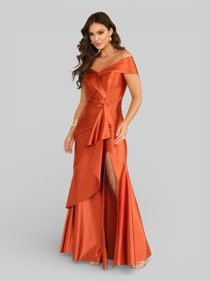 Vestido Longo de Festa Acetinado Ombro a Ombro Famme - Aurea Dress
