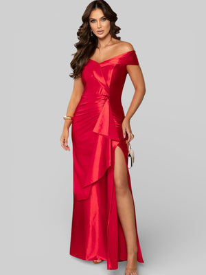 Vestido Longo de Festa Acetinado Ombro a Ombro Famme - Aurea Dress
