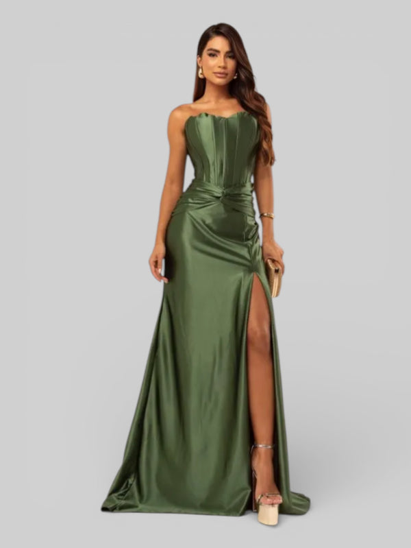 Vestido de Festa Super Luxo Corpete com Fenda Itália - Aurea Dress