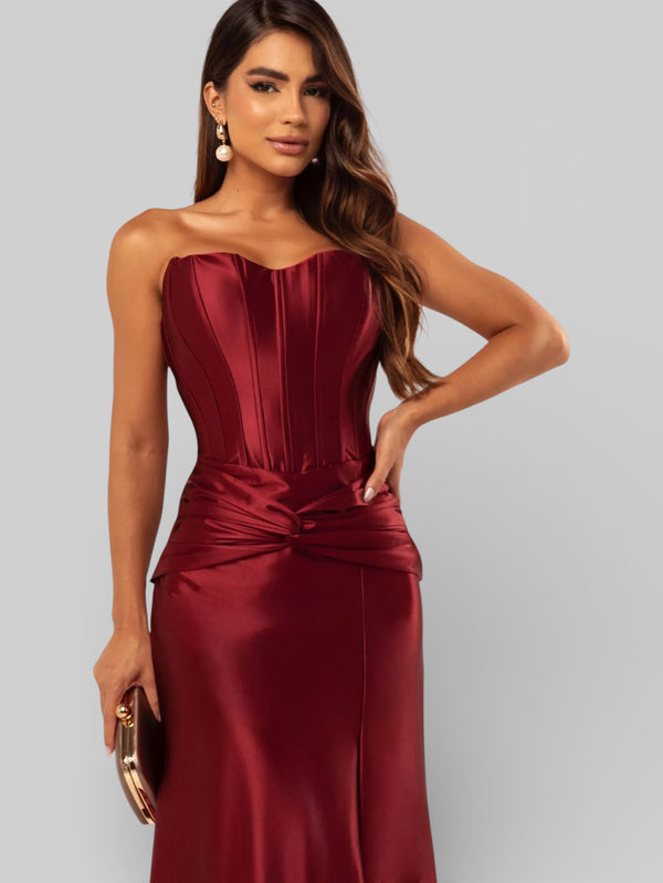 Vestido de Festa Super Luxo Corpete com Fenda Itália - Aurea Dress