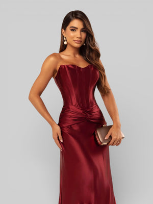 Vestido de Festa Super Luxo Corpete com Fenda Itália - Aurea Dress