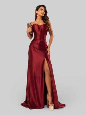 Vestido de Festa Super Luxo Corpete com Fenda Itália - Aurea Dress