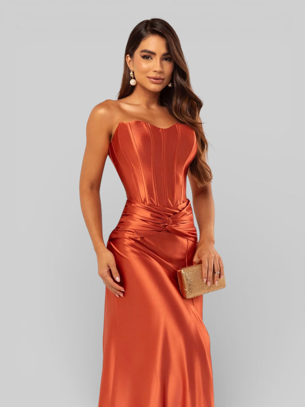 Vestido de Festa Super Luxo Corpete com Fenda Itália - Aurea Dress