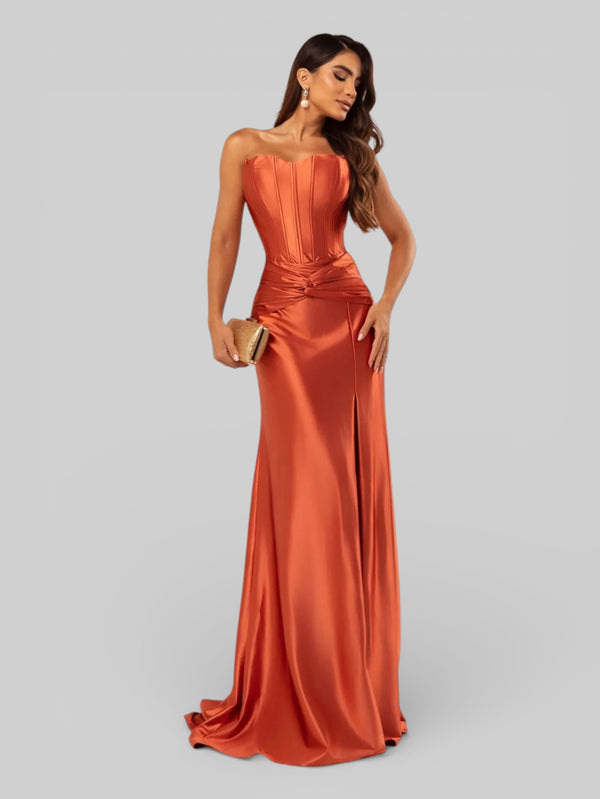 Vestido de Festa Super Luxo Corpete com Fenda Itália - Aurea Dress