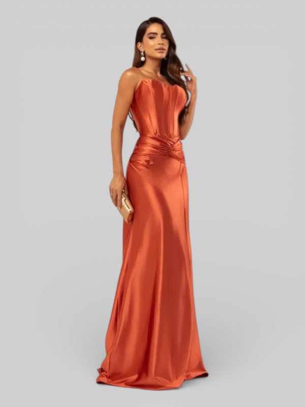 Vestido de Festa Super Luxo Corpete com Fenda Itália - Aurea Dress