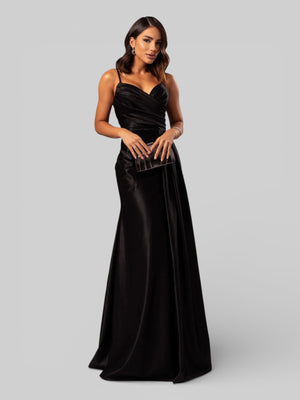 Vestido de Festa Longo Drapeado com Fenda Alpha - Aurea Dress