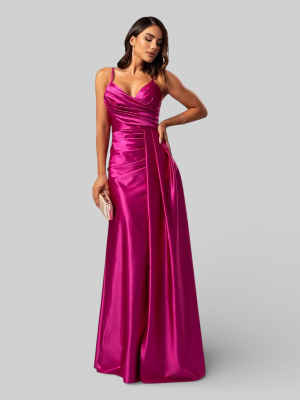 Vestido de Festa Longo Drapeado com Fenda Alpha - Aurea Dress