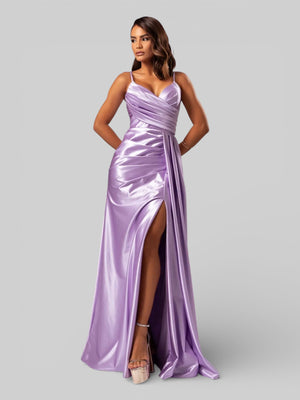 Vestido de Festa Longo Drapeado com Fenda Alpha - Aurea Dress